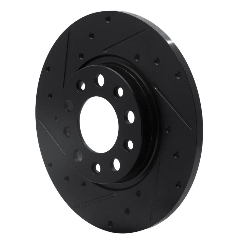 Chrysler 200 Brake Rotor (1) - Rear Left - R1 Concepts - Drilled & Slotted - Black - `14-`22